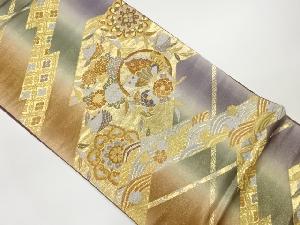 華紋に蝶・花々・波模様織出し袋帯